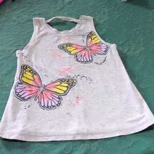 wonder nation Gray Tank Top with Pink, Yellow & Purple Butterfly Print
